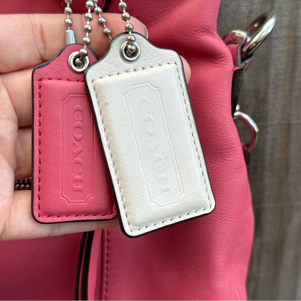 COACH DAISY LEATHER MIA F23901 SILVER/CORAL - Picture 4 of 16